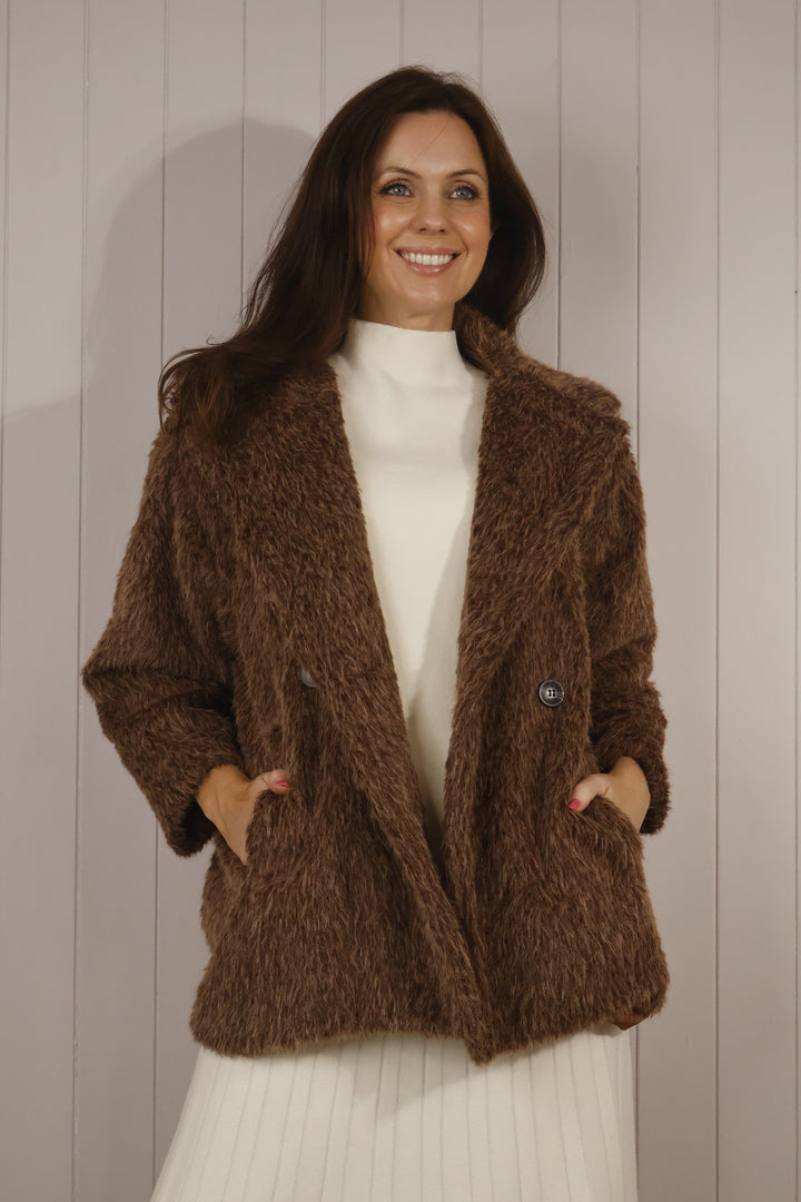 Stella Faux Fur Coat Chocolate