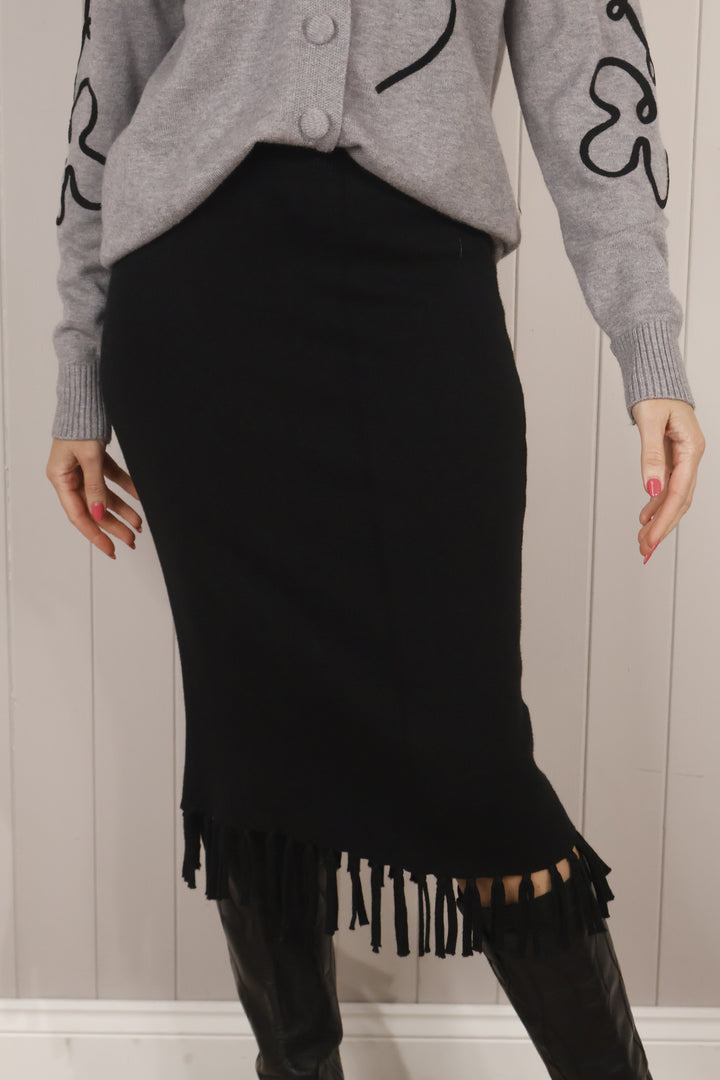 Felicity Fringe Skirt Black PREORDER