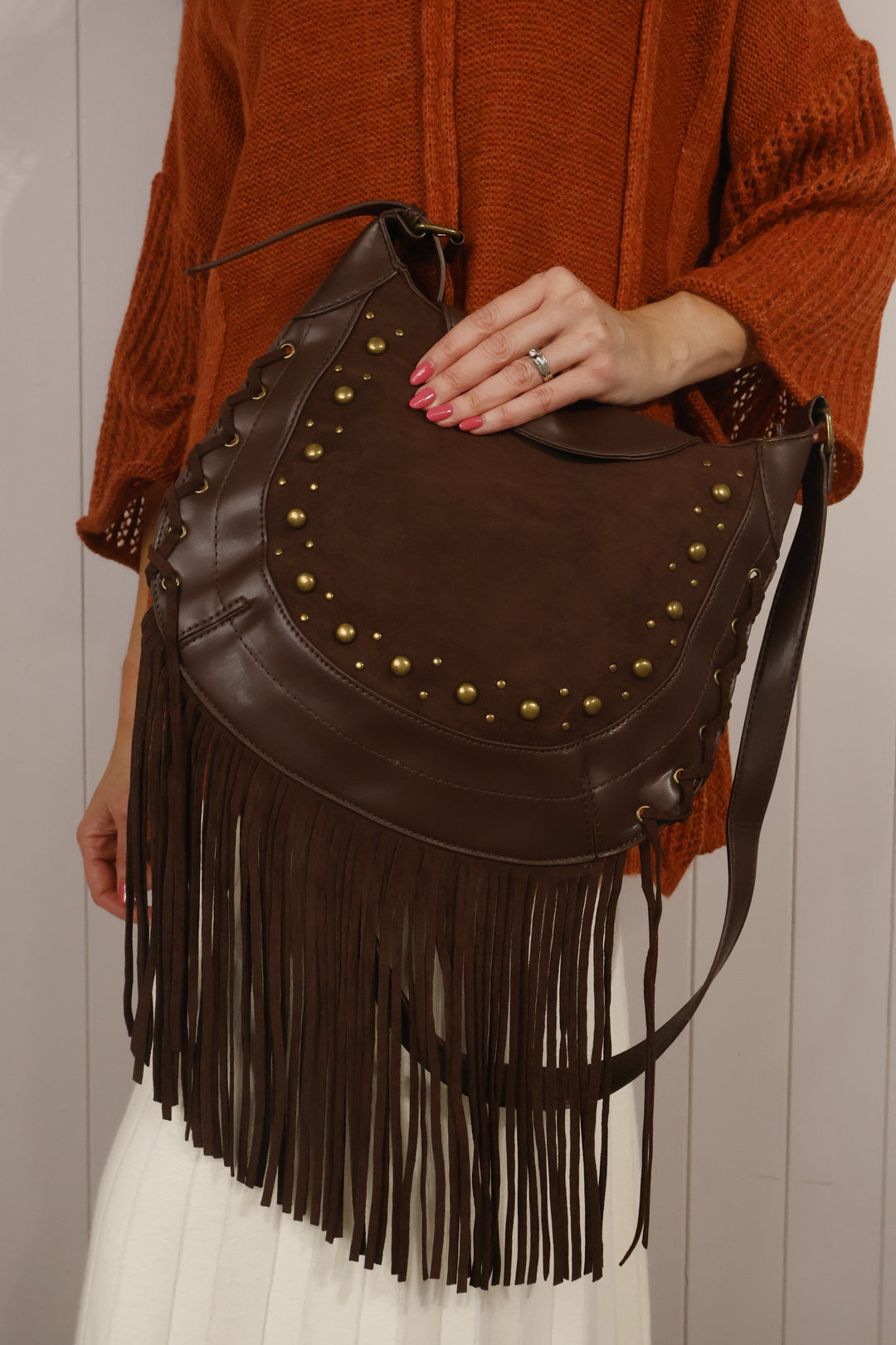 Jessie Fringe Messenger Bag Chocolate