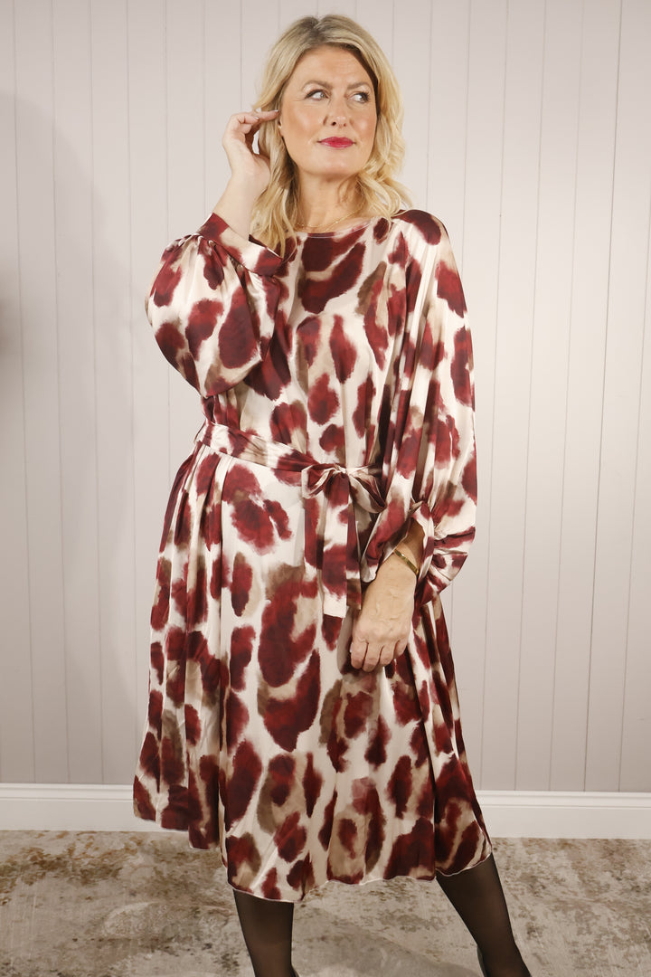 Santie Silky Tie Dress Claret