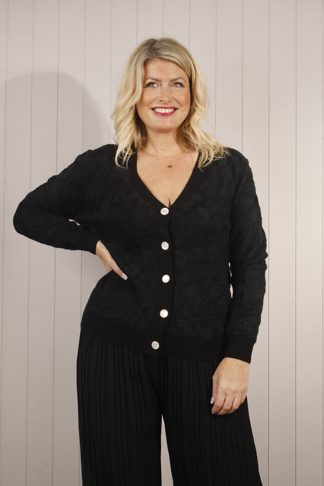 Lyla Leopard Cardigan Black