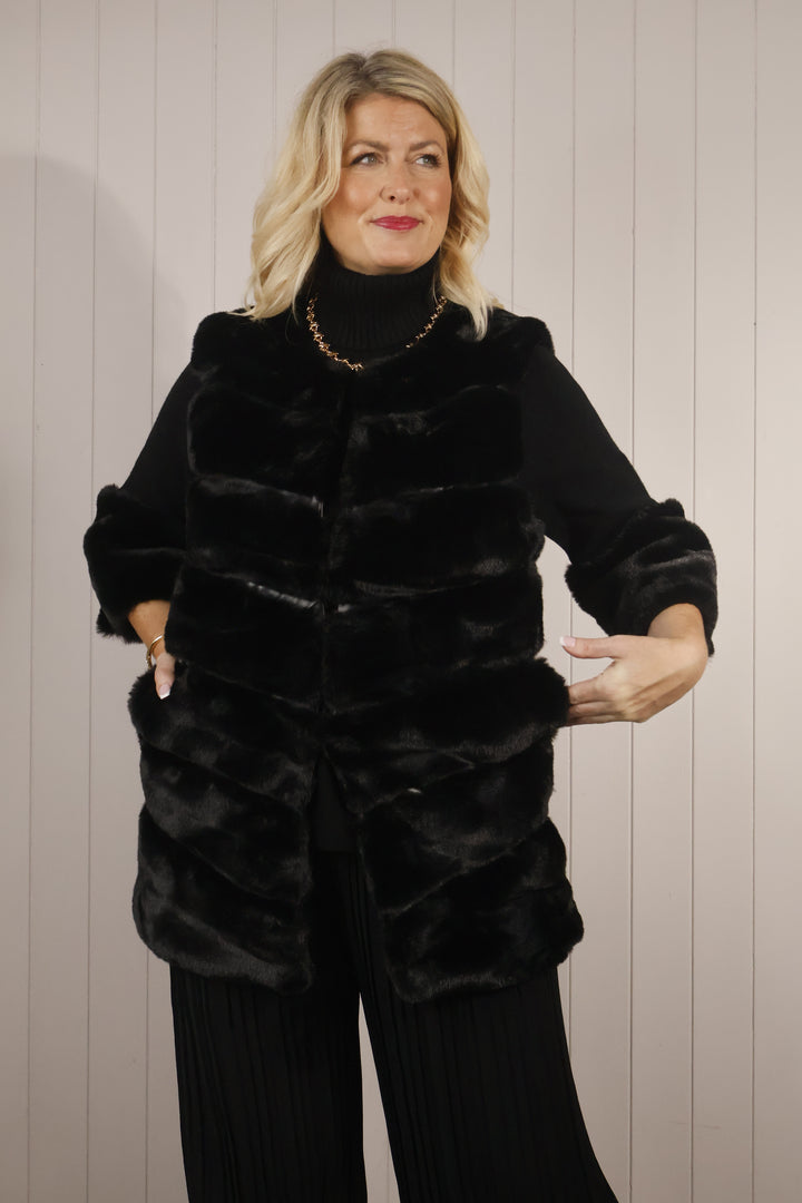 Black Faux Fur Gilet