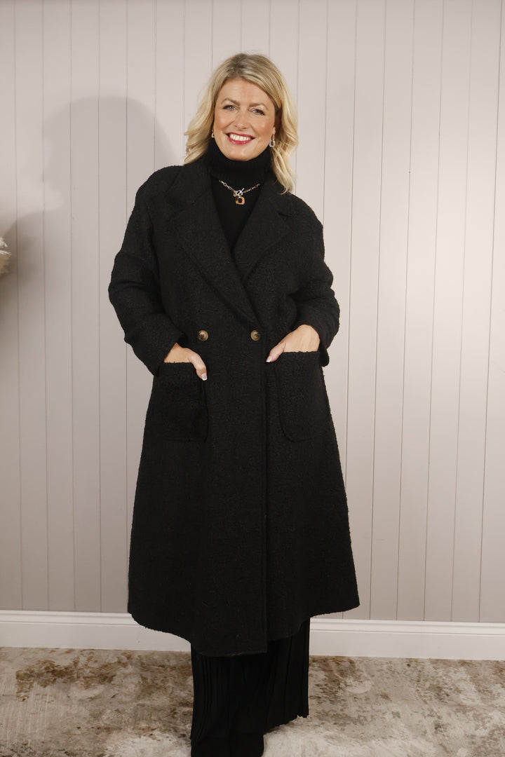 Briana Boucle Coat Black