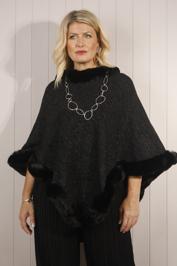 Sada Sparkle Poncho Black
