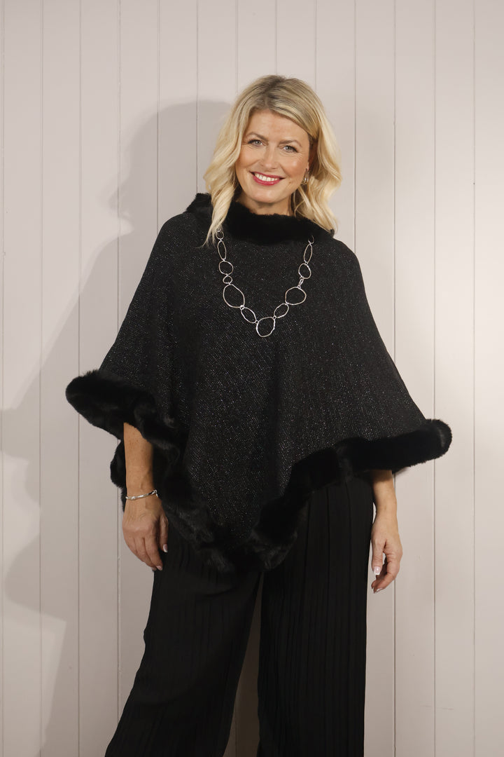 Sada Sparkle Poncho Black