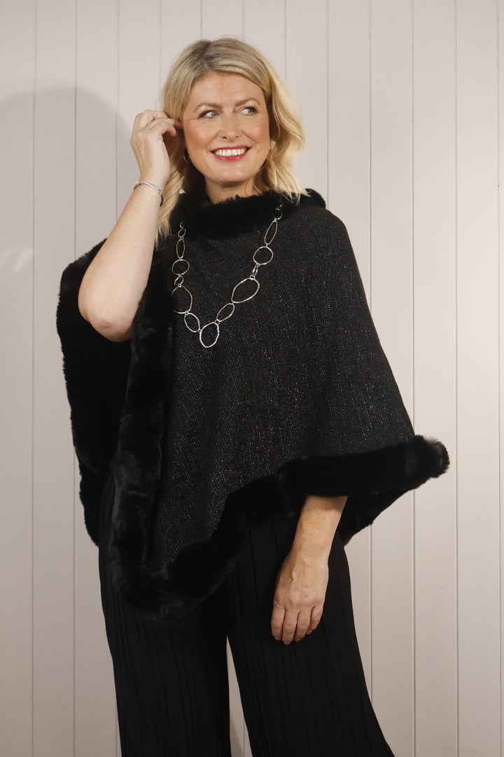 Sada Sparkle Poncho Black