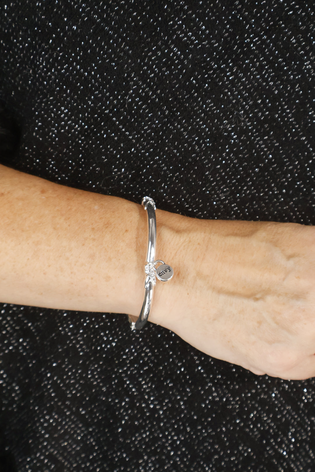 Camila Cross Bangle Silver