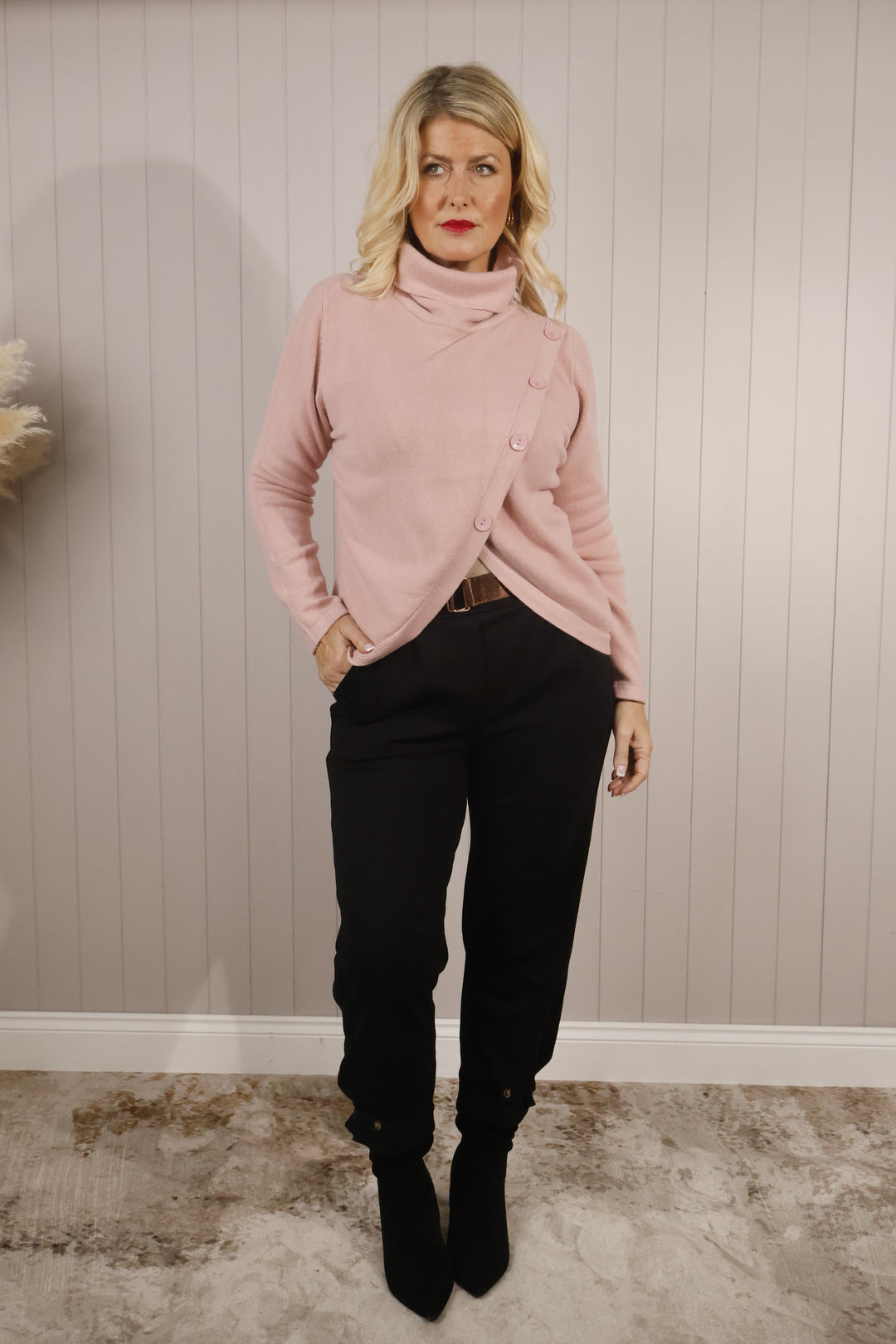 Britney Button Jumper Pink