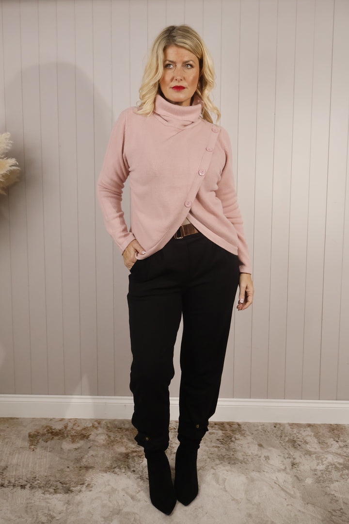 Britney Button Jumper Pink