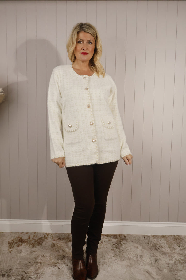 Claudine Tweed Jacket Cream
