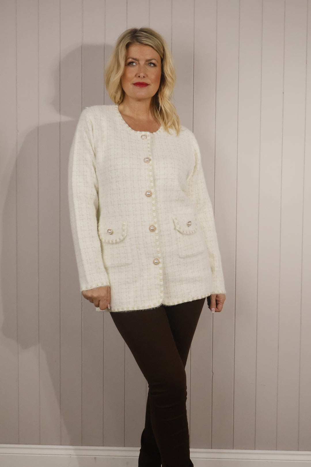 Claudine Tweed Jacket Cream