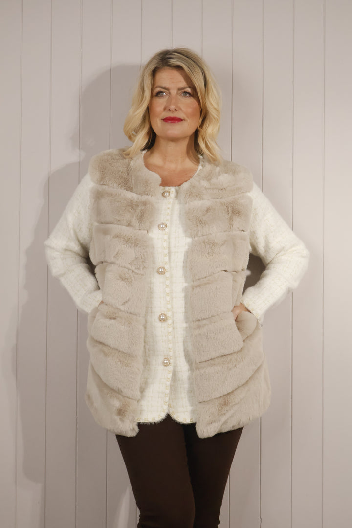 Beige Faux Fur Gilet