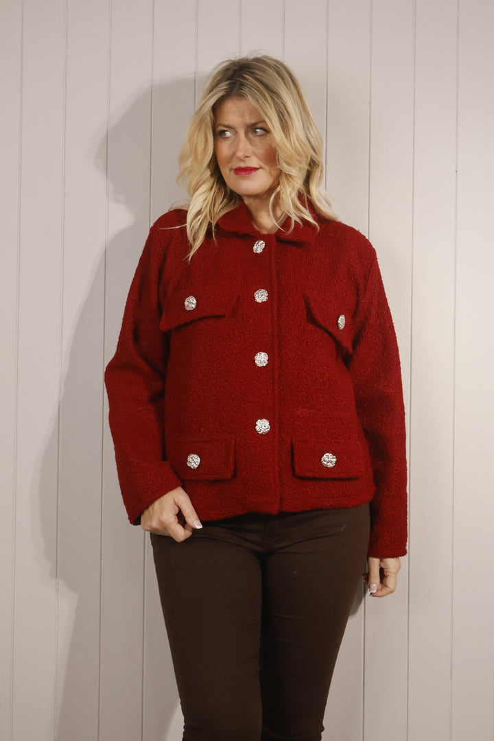 Bonnie Boucle Jacket Wine