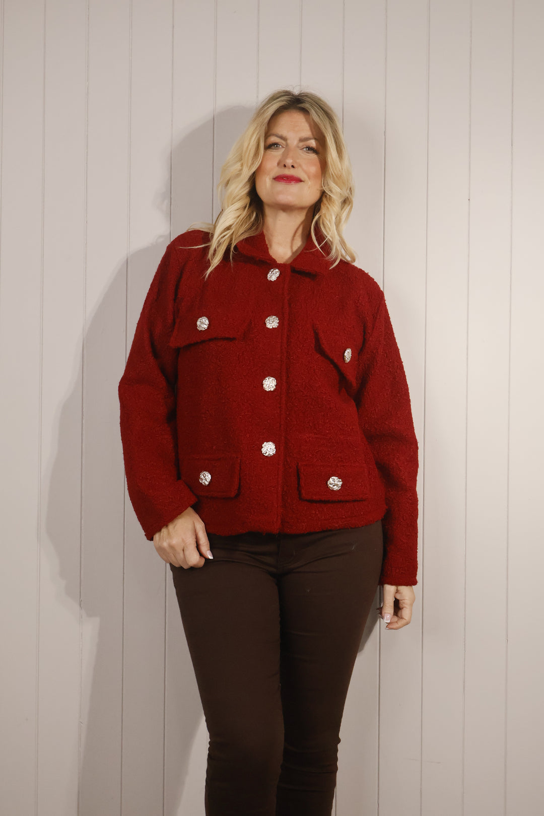 Bonnie Boucle Jacket Wine