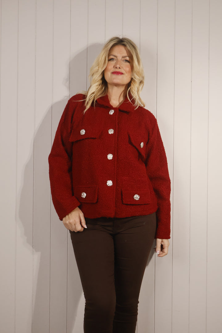 Bonnie Boucle Jacket Wine