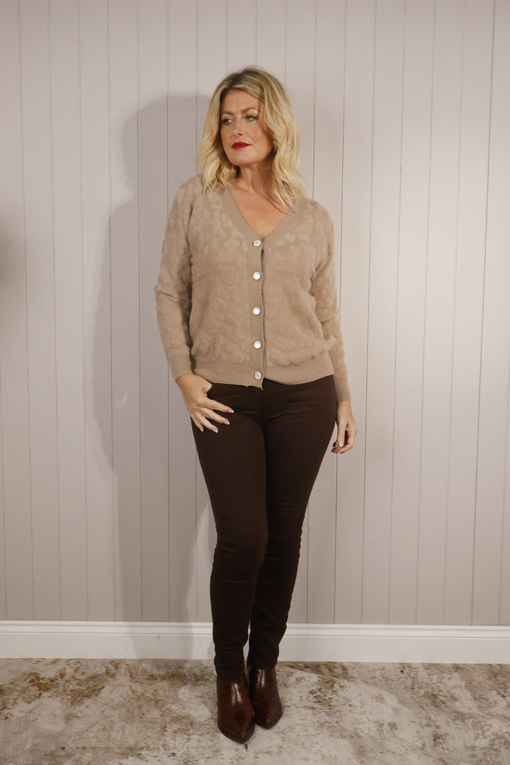 Lyla Leopard Cardigan Camel