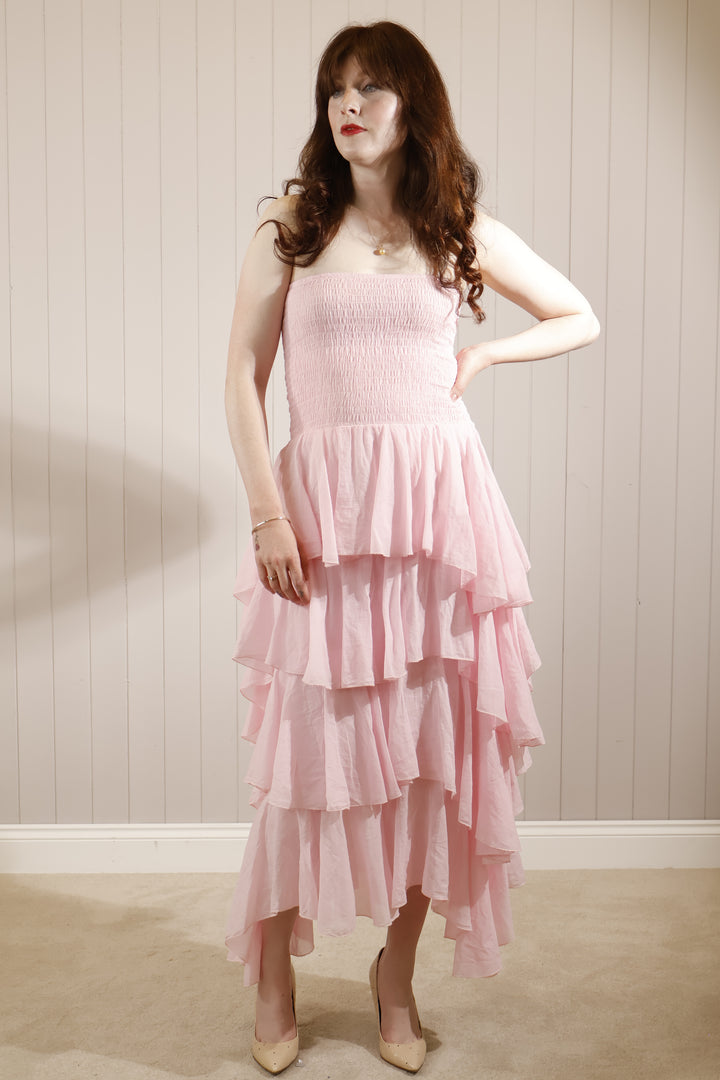 Rosita Ruffle Maxi Dress Pink