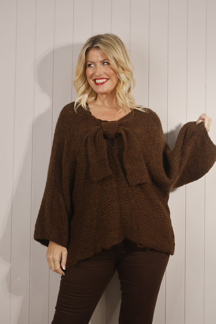 Bella Bow Jumper Chocolate
