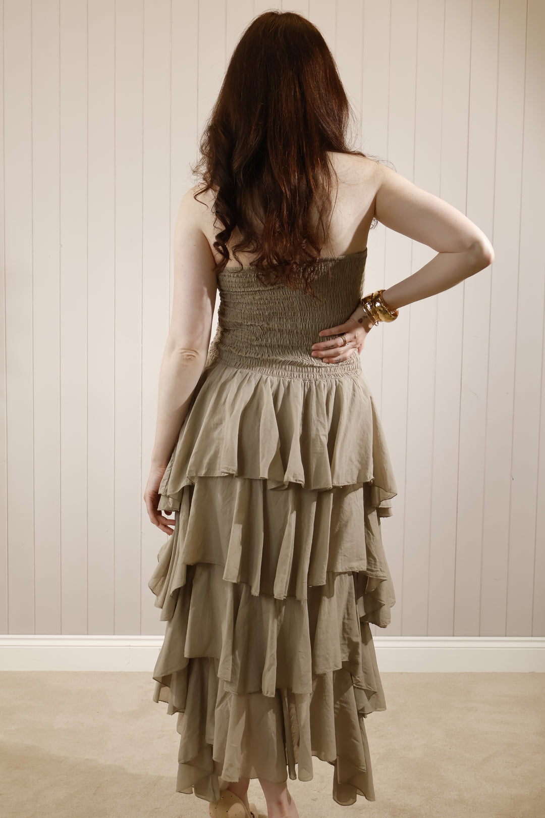 Rosita Ruffle Maxi Dress Mocha