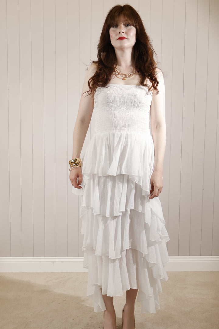 Rosita Ruffle Maxi Dress White