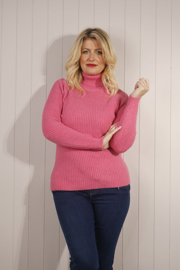 Polly Polo Neck Jumper Pink