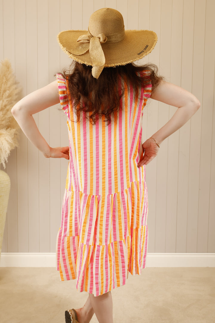Glow Getter Stripe Dress Pink