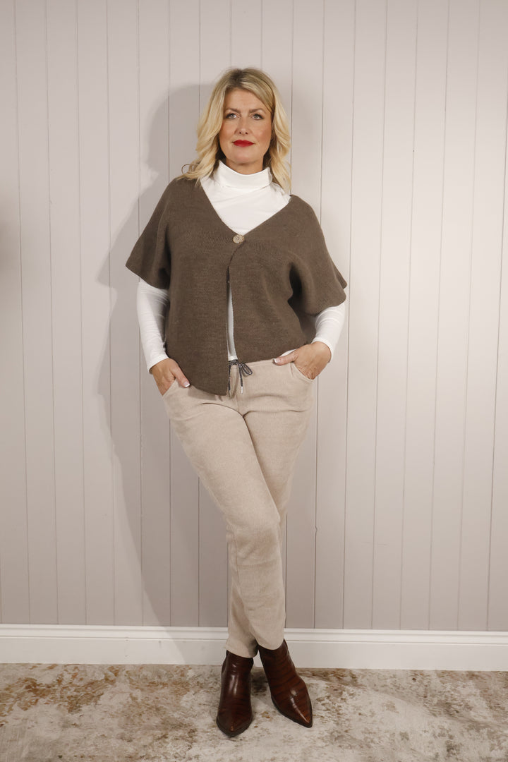 Genesis Gold Button Top Mocha