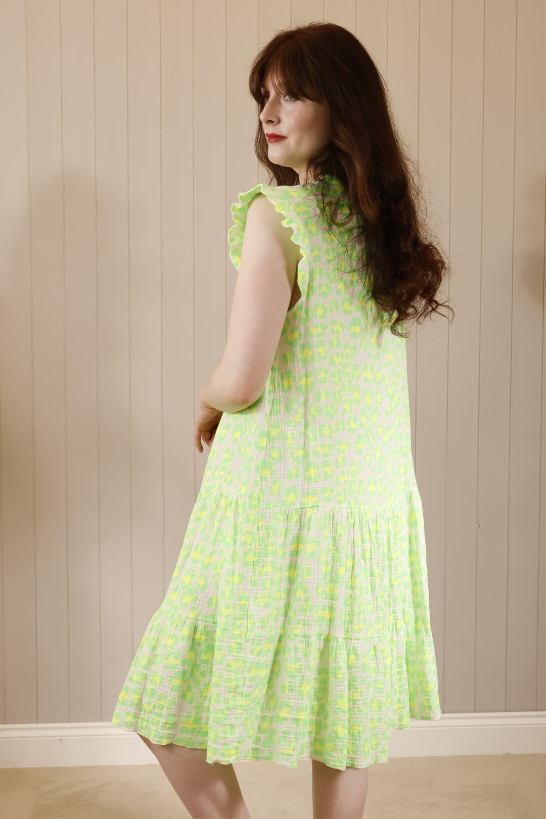 Glow Getter Leopard Dress Lime