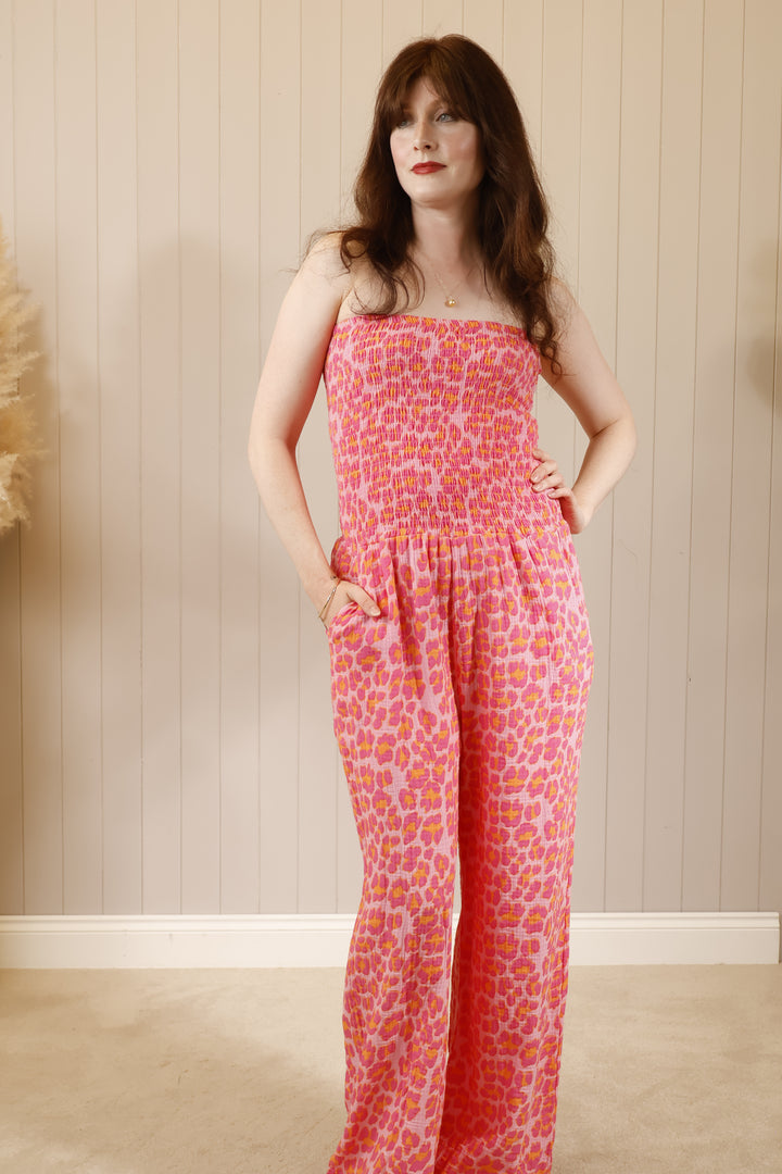 Power Leopard Jumpsuit Pink