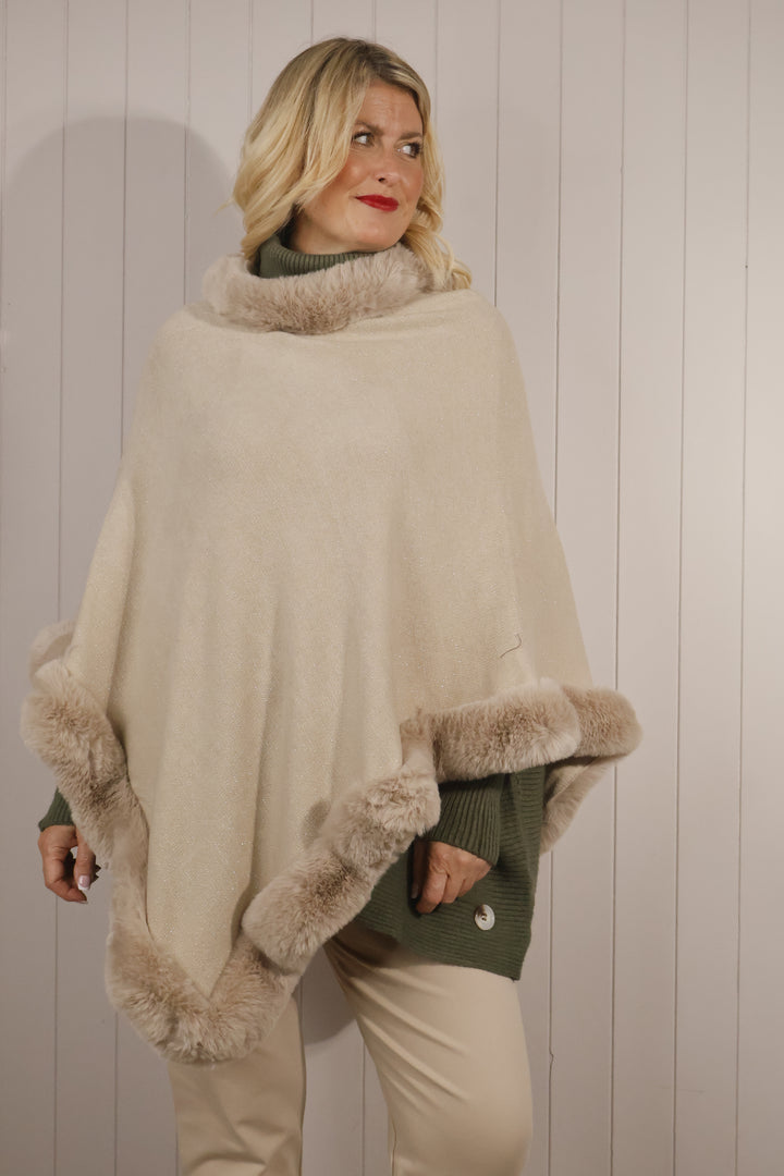 Sada Sparkle Poncho Beige