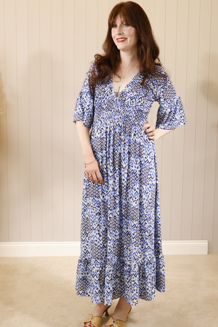 Amaris Aztec Dress Blue