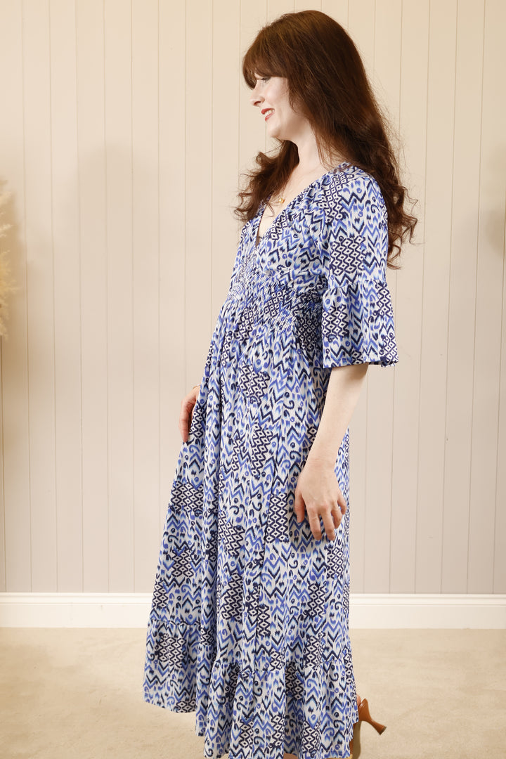 Amaris Aztec Dress Blue