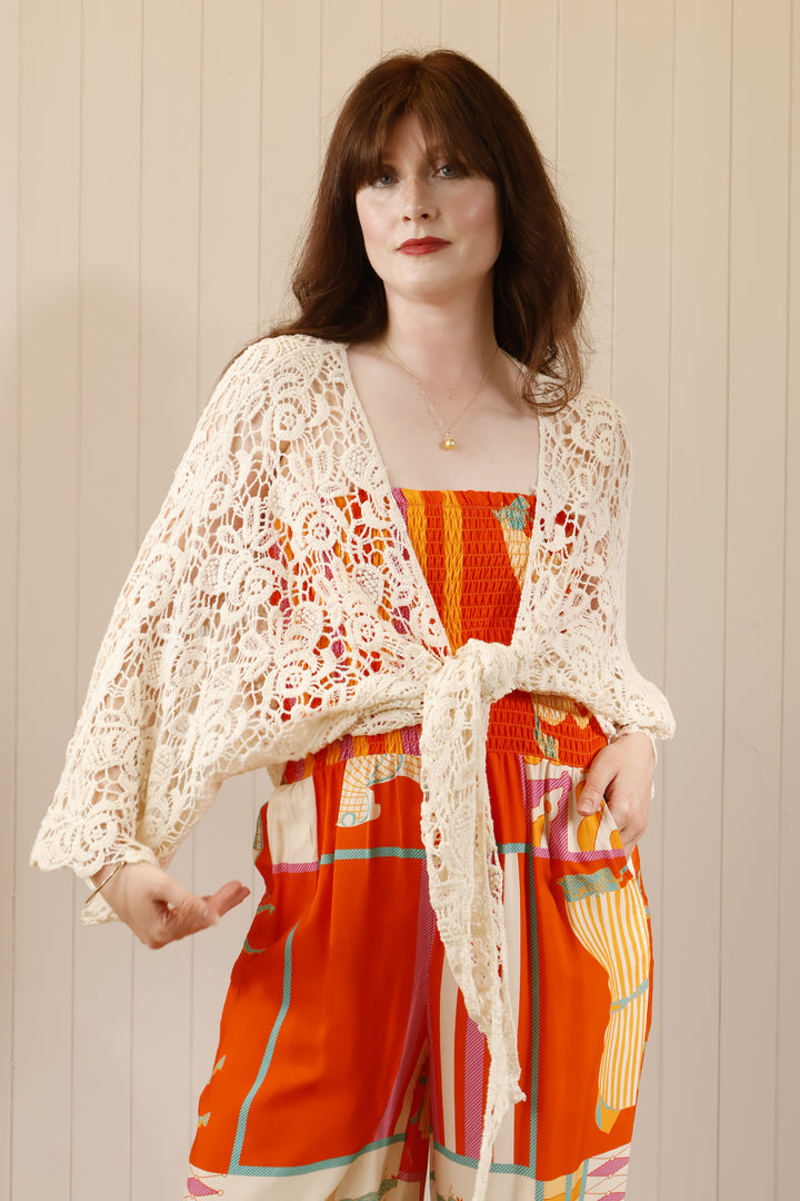 Tina Crochet Shrug Cream