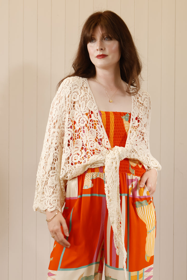 Tina Crochet Shrug Cream