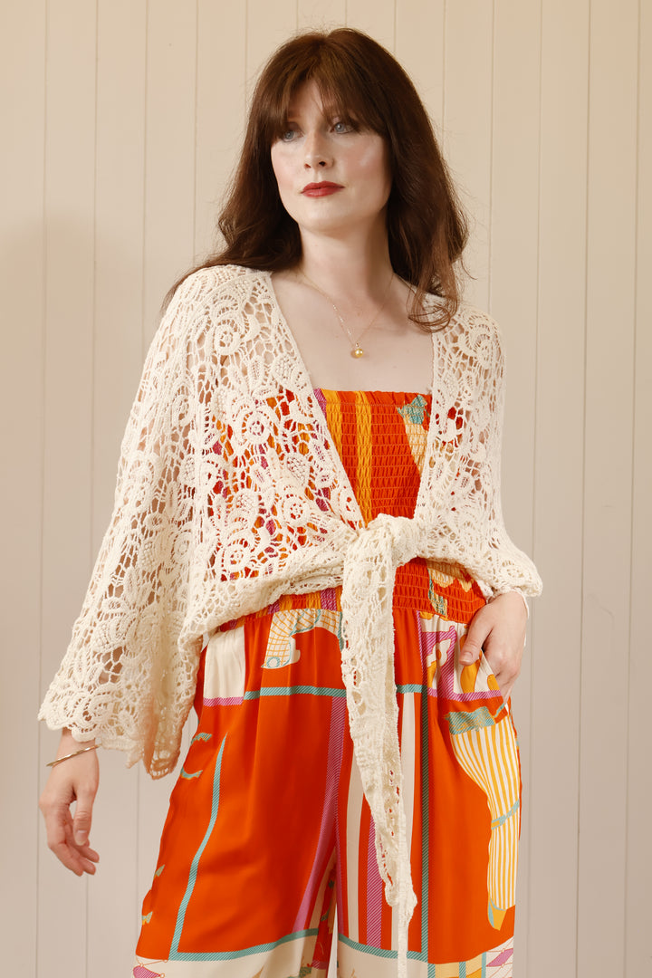 Tina Crochet Shrug Cream