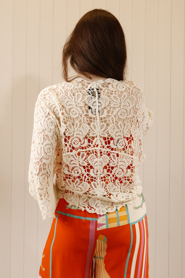 Tina Crochet Shrug Cream