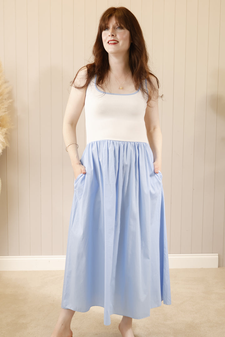 Venus Maxi Dress Blue/White