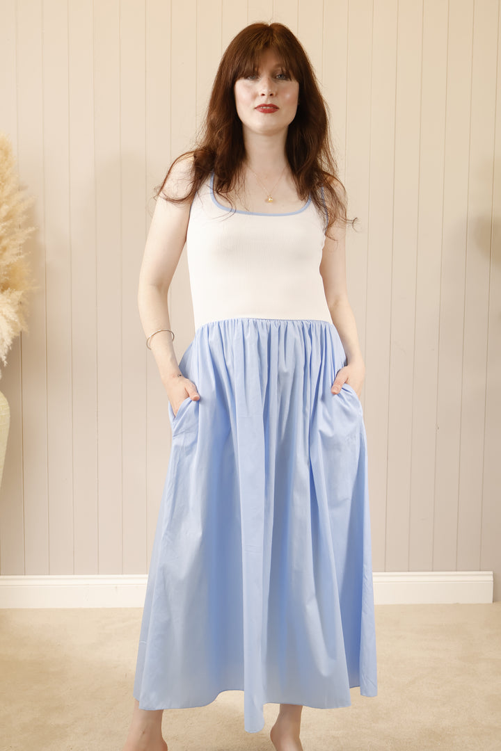 Venus Maxi Dress Blue/White