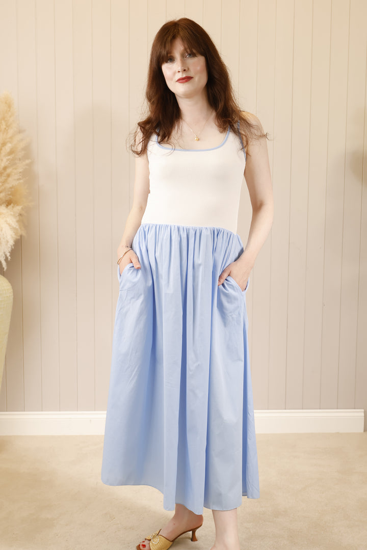 Venus Maxi Dress Blue/White