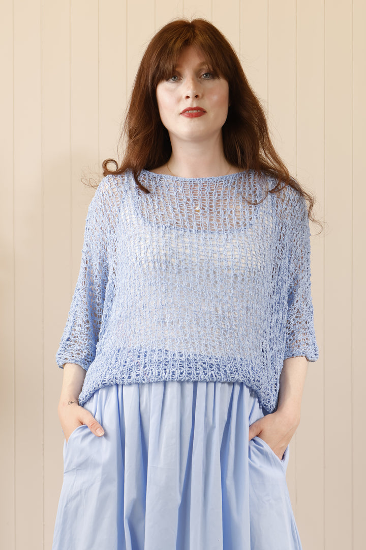 Paloma Popcorn Top Sky Blue