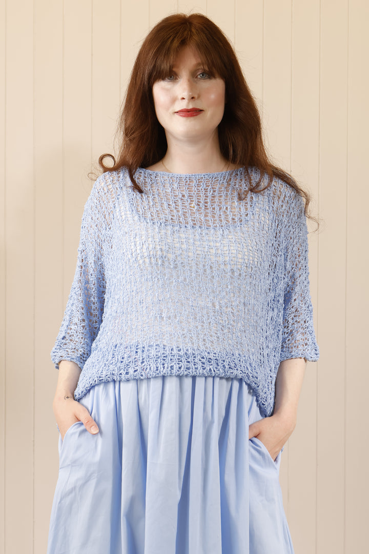 Paloma Popcorn Top Sky Blue