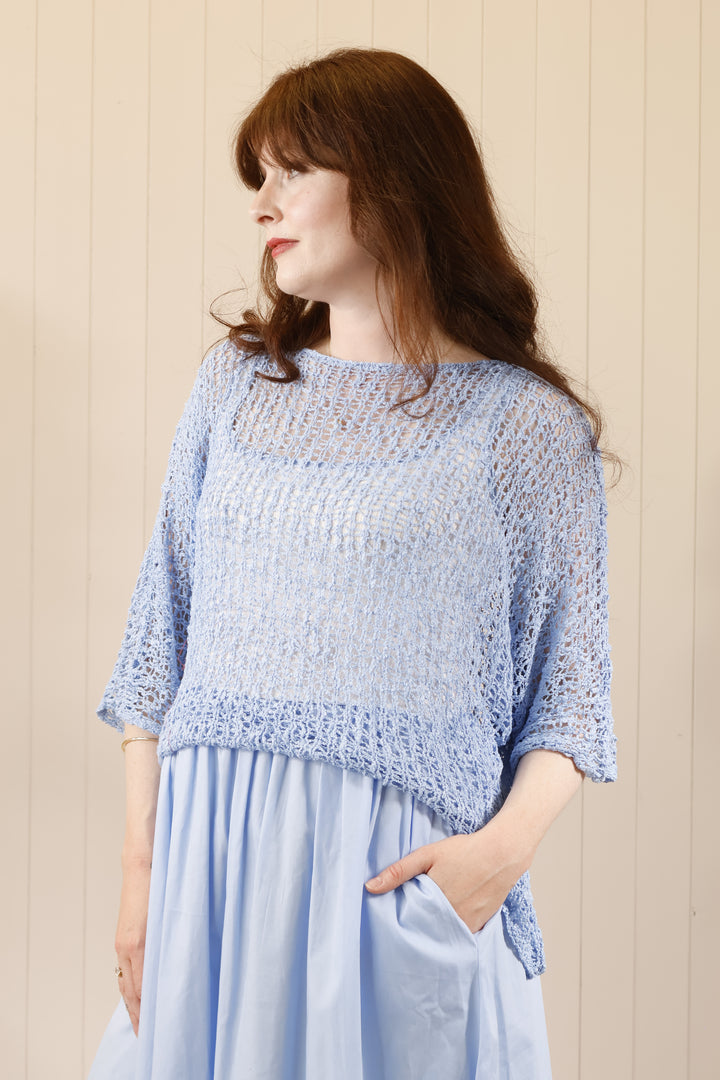Paloma Popcorn Top Sky Blue