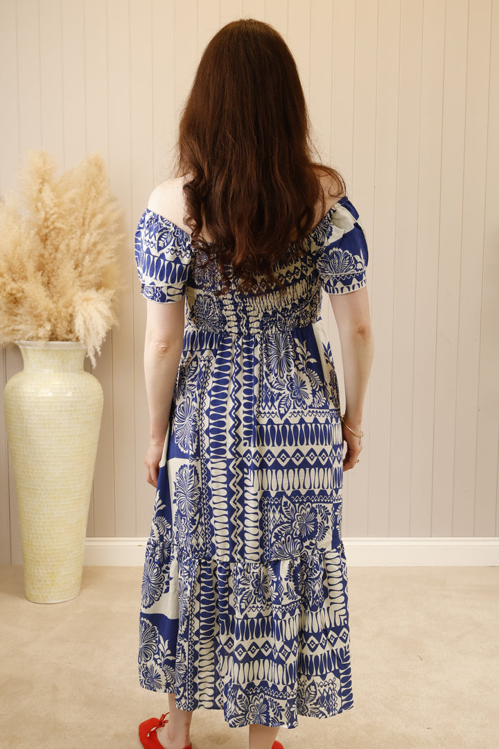 Selma Smock Print Dress Navy