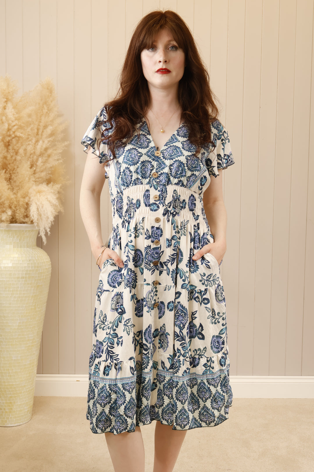 Fable Floral Midi Dress Blue