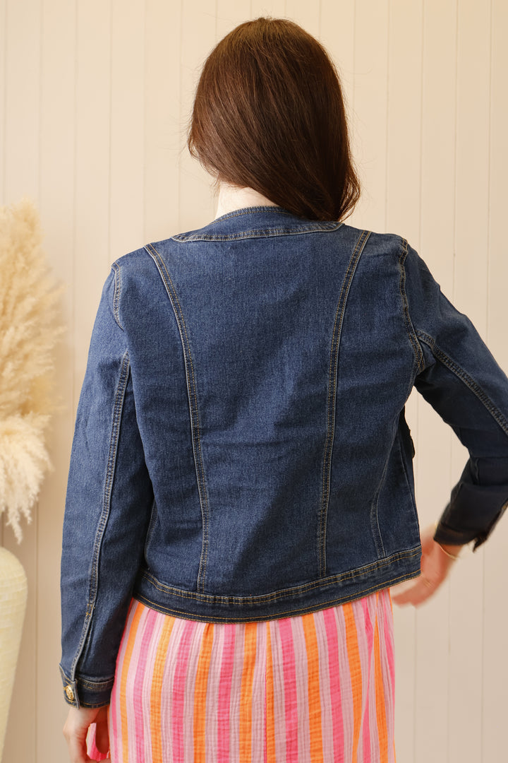 Round Neck Denim Jacket