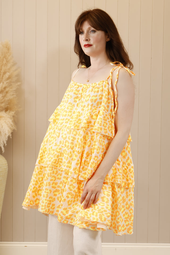Neon Wild Leopard Tunic Clementine
