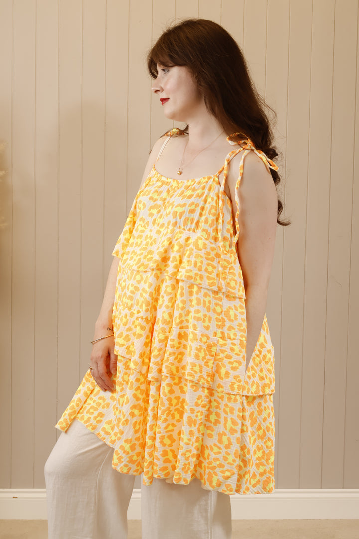 Neon Wild Leopard Tunic Clementine