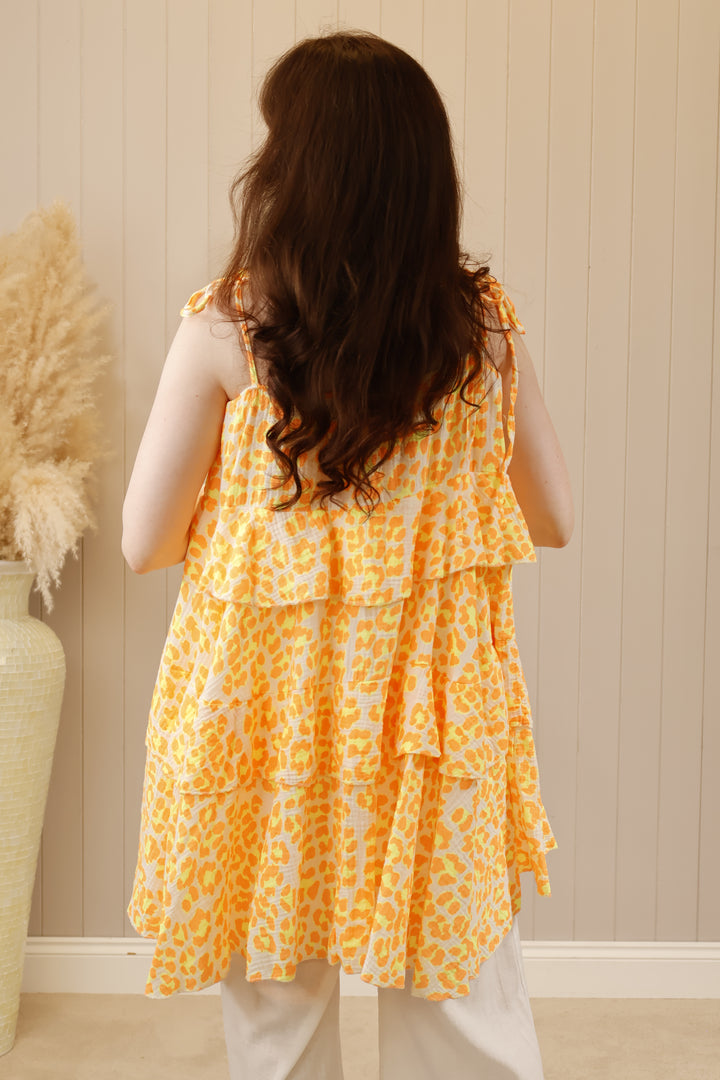 Neon Wild Leopard Tunic Clementine