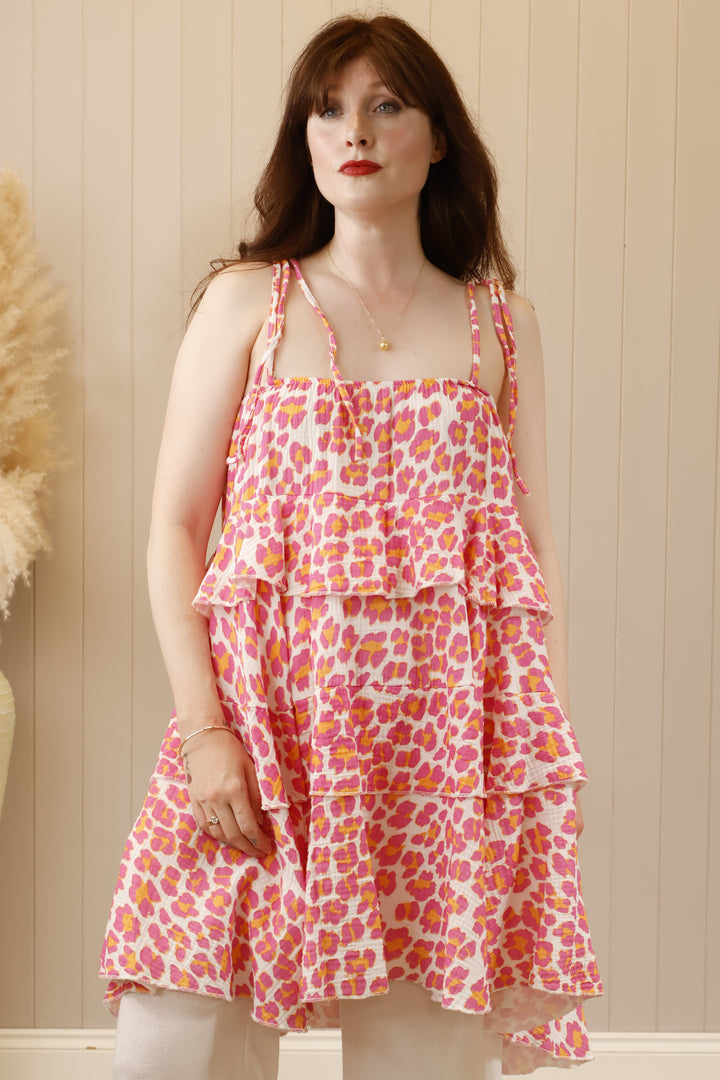 Neon Wild Leopard Tunic Fuchsia
