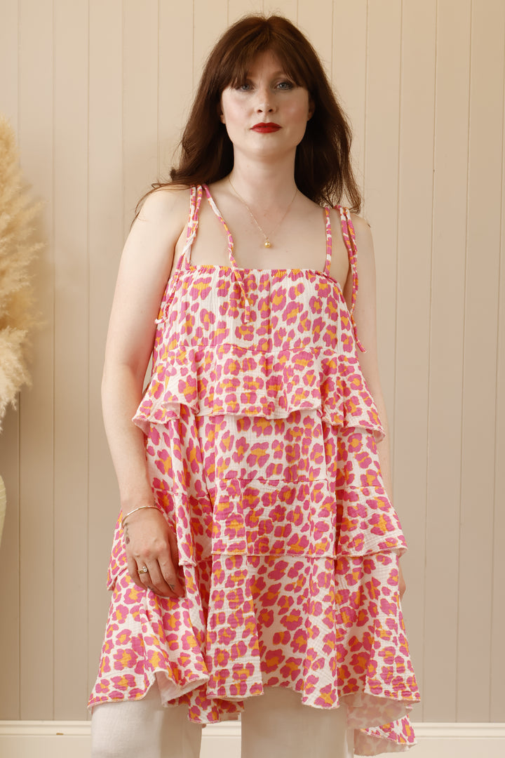 Neon Wild Leopard Tunic Fuchsia